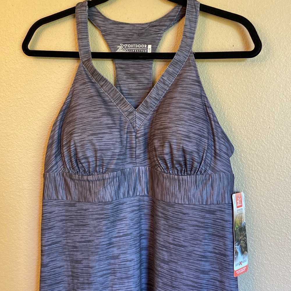 Outdoor Life Heathered Blue-Gray Racerback Midi Dress